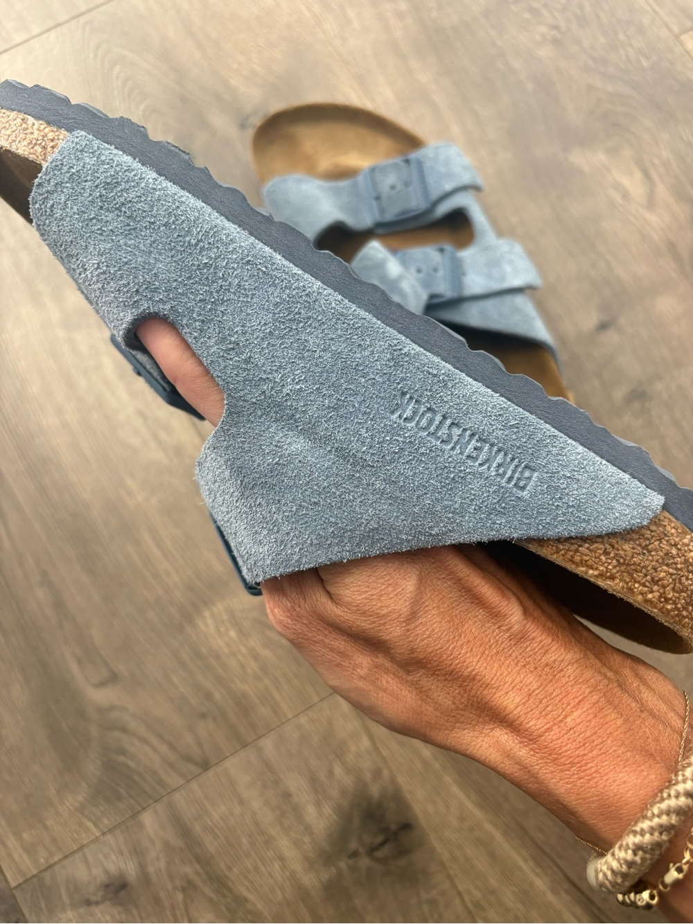 Birkenstock Arizona Suede Double-Strap Sandals in Light Blue - Picture 8 of 9